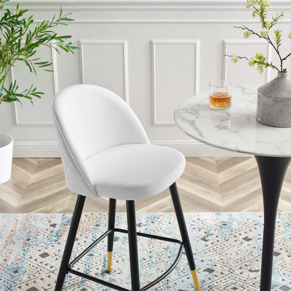 Bar Stool Chair Barstool, Set of 2, Fabric, Metal, White, Modern, Bar Pub Bistro