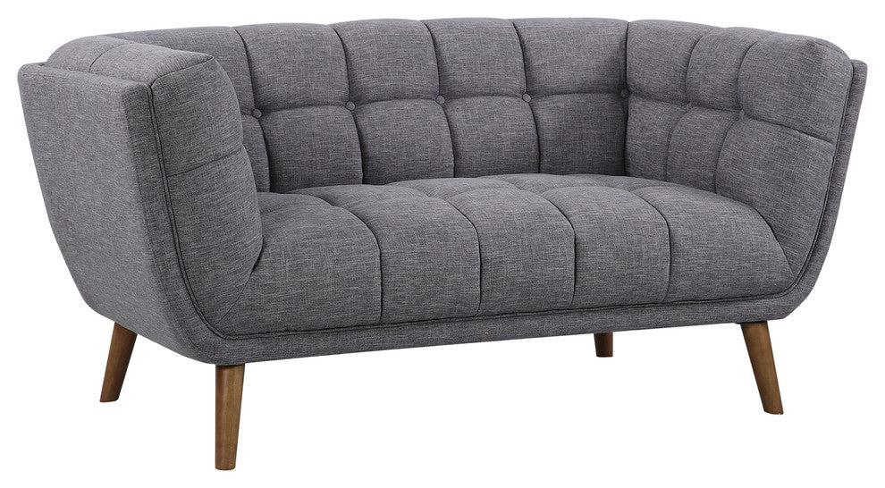 Phantom Mid-Century Modern Loveseat, Walnut, Dark Gray