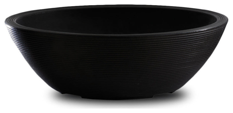 Delano Double Walled Unique Oval Bowl Planter - 30'' x 21'' Bowl (Caviar Black)