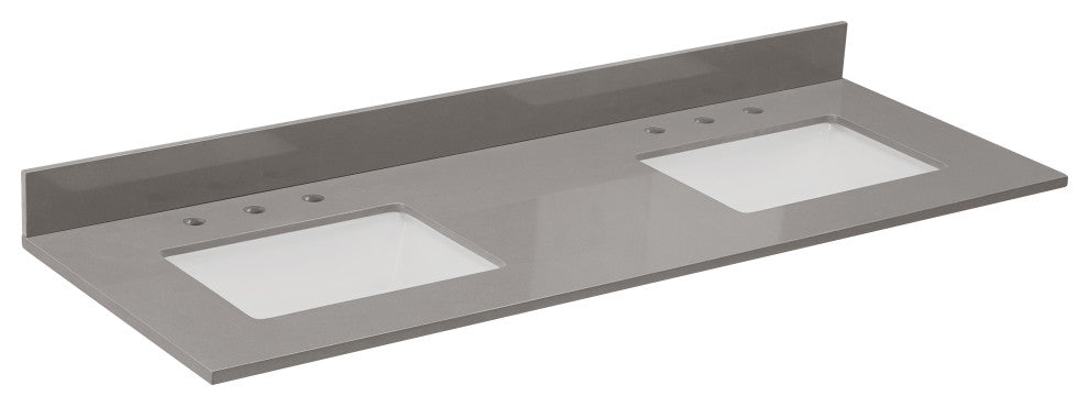 Madrid Bathroom Vanity Countertop, Concrete Gray With White Sink, 61"