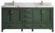 Malibu 72 Double Sink Bath Vanity in Lafayette Green 2" Viola Gold