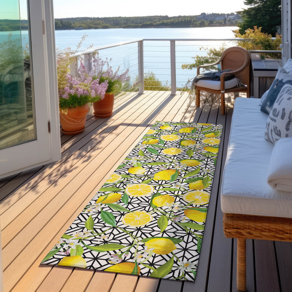 Indoor/Outdoor Kendall KE5 Ivory Machine Washable 2'3" x 7'6" Runner Rug