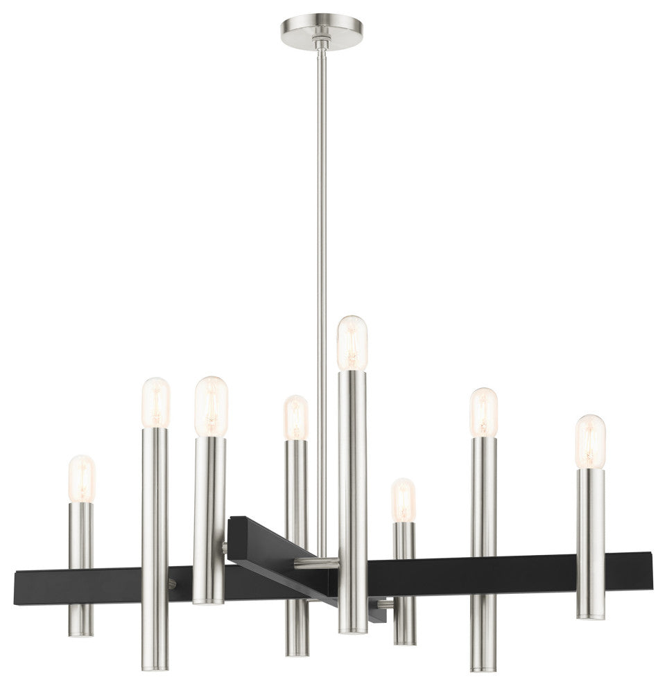 Brushed Nickel Mid Century Modern, Urban, Scandinavian, Chandelier