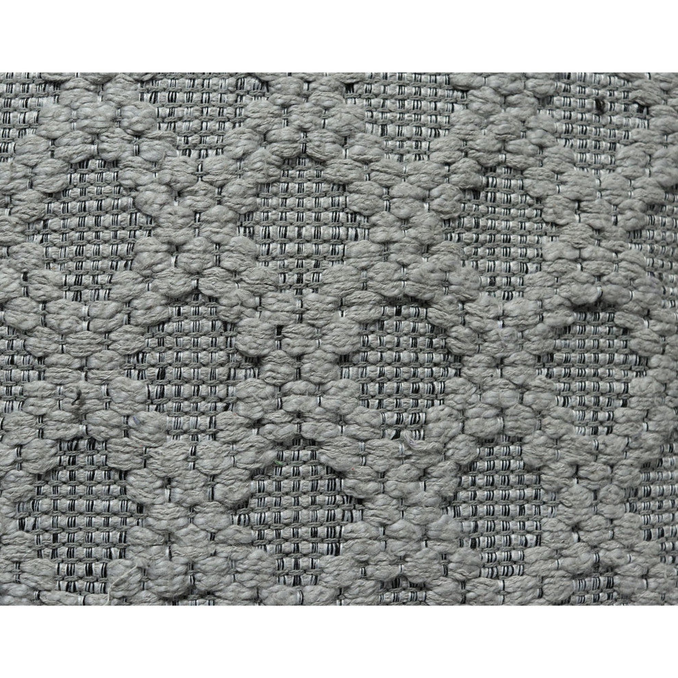 Grey Machine Woven with Tassels Hughes Throw Pillow, 20" x 20"