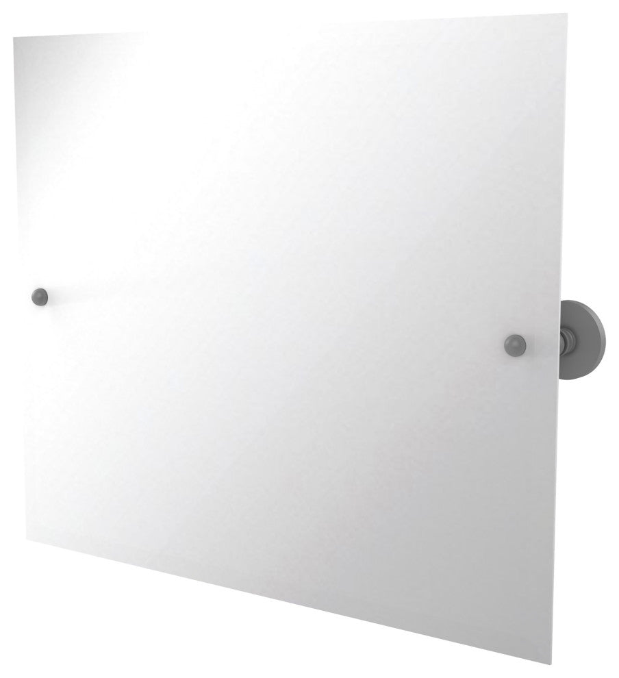Frameless Landscape Beveled Edge Tilt Mirror, Matte Gray