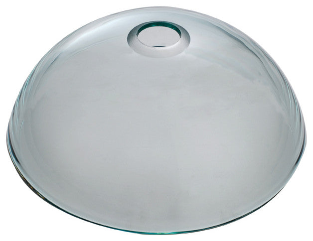 Clear 14" Glass Vessel Bathroom Sink, PU Drain, Mounting Ring, Chrome