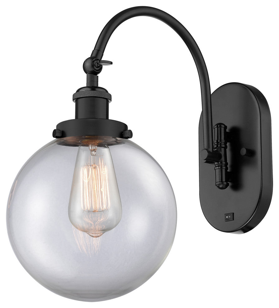 Innovations 918-1W-BK-G202-8-LED 1-Light Sconce, Matte Black