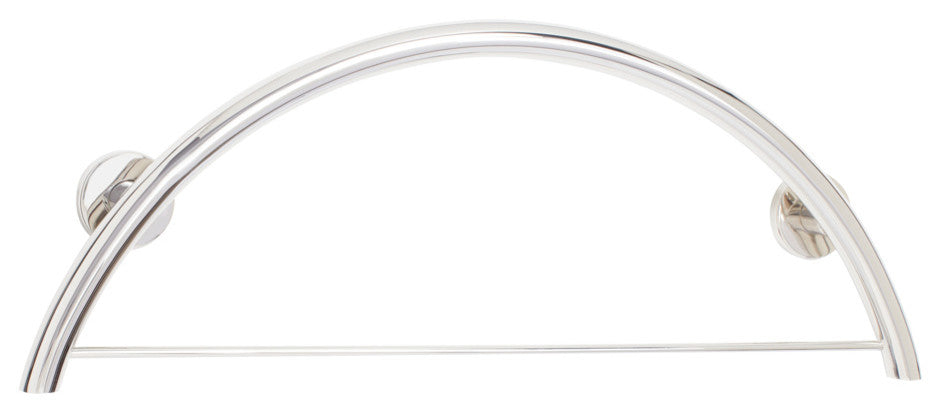 30" Half-Moon Curved Shower Grab Bar With Towel Bar, Polished Stainless