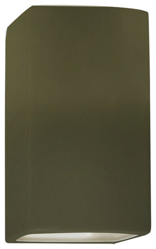 Ambiance Large Rectangle Wall Sconce, Closed Top, Matte Green, Standard