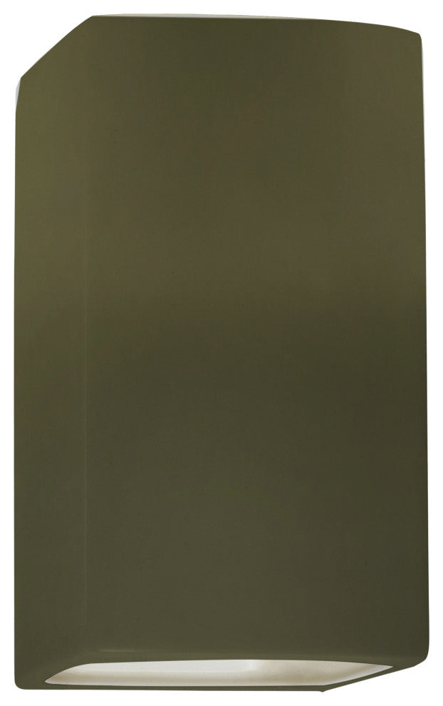 Ambiance Large Rectangle Wall Sconce, Closed Top, Matte Green, Standard