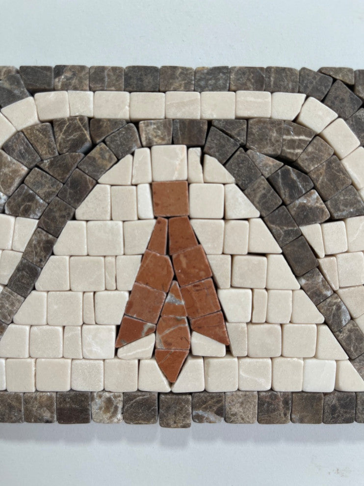 Marble Mosaic Border Listello Accent Deco Tile Leaf Red 4x8 Tumbled, 1 piece