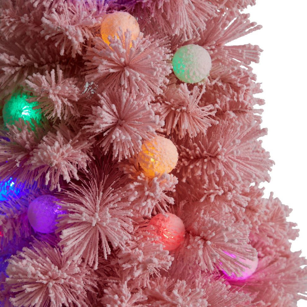 4' Holiday Frosted Pink Cashmere Artificial Christmas Tree 30 Globe LED Lights