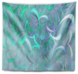 Blue Watercolor Fractal Pattern Abstract Wall Tapestry, 80"x68"
