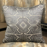 Plutus Daria Moss Silver Geometric Luxury Throw Pillow, 20"x26" Standard