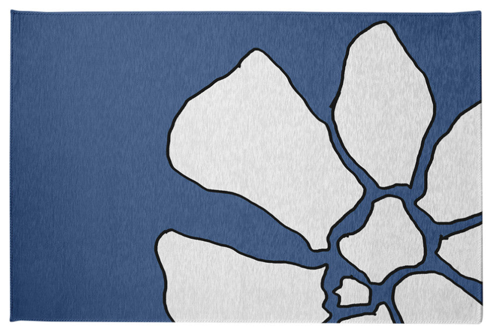 Petal Lines Spring Chenille Rug, Blue, 2'x3'