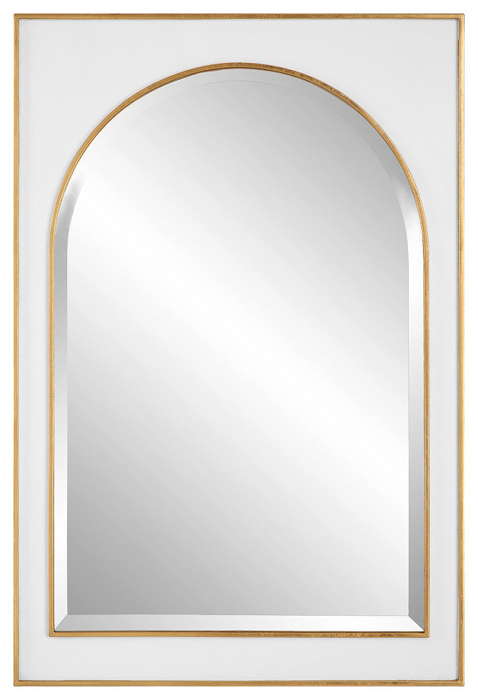 Uttermost 09916 Crisanta Gloss White Arch Mirror