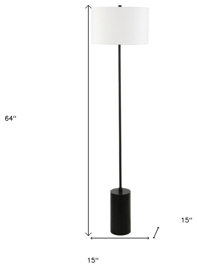 64" Black Traditional Shaped Floor Lamp With White Frosted Glass Empire Shade