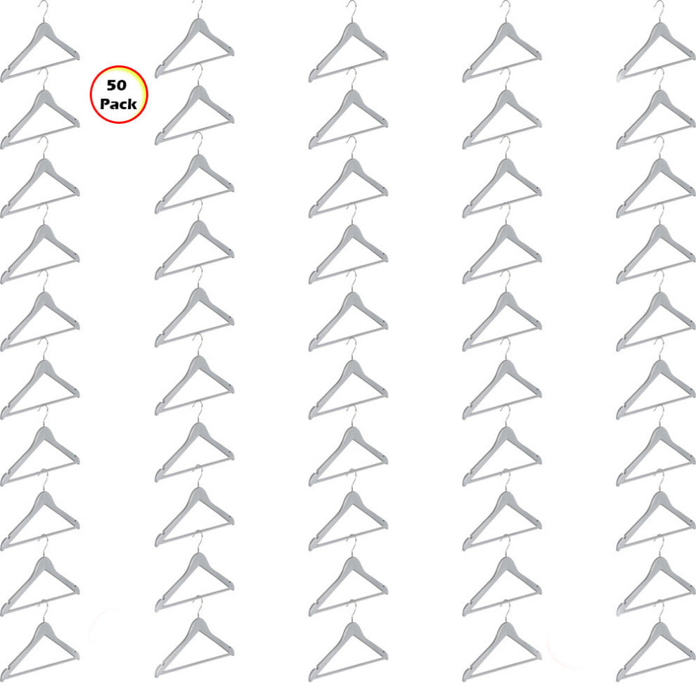 Abs plastic Clothes/Suit Hangers, Perfect for Dresses Blouses&Pants, Shirts, Silver, 50-Pack