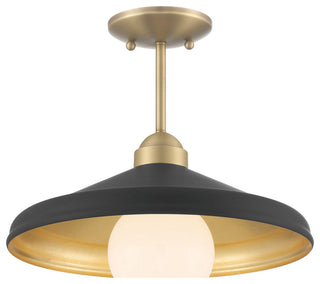 Brooks Matte Black 14" Semi-Flush Mount Ceiling Barn Light