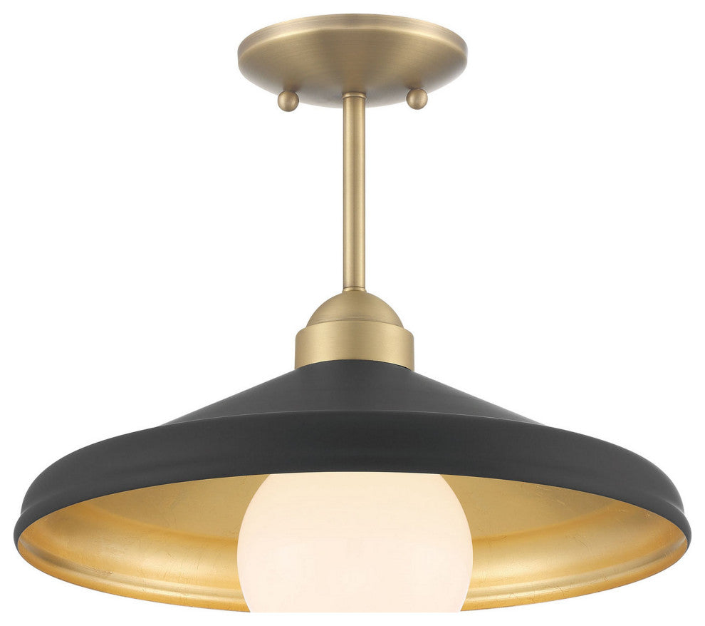 Brooks Matte Black 14" Semi-Flush Mount Ceiling Barn Light