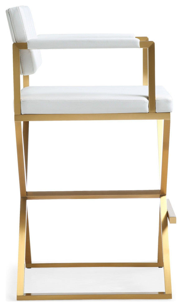 Director White Gold Steel Barstool