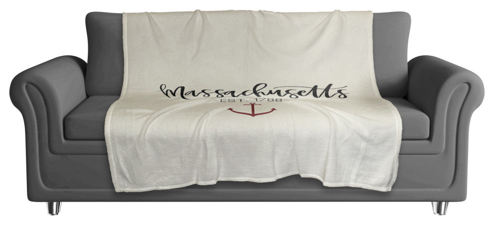 Massachusetts Established 50x60 Coral Fleece Blanket