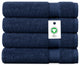 Delara 100% Organic Cotton Plush Bath Towels, 30"x58", Set of 4, Navy Blue