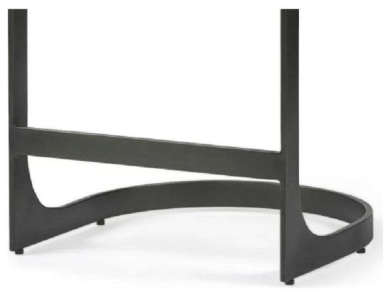 Dark Brown Leather C Shape Metal Counter Stool