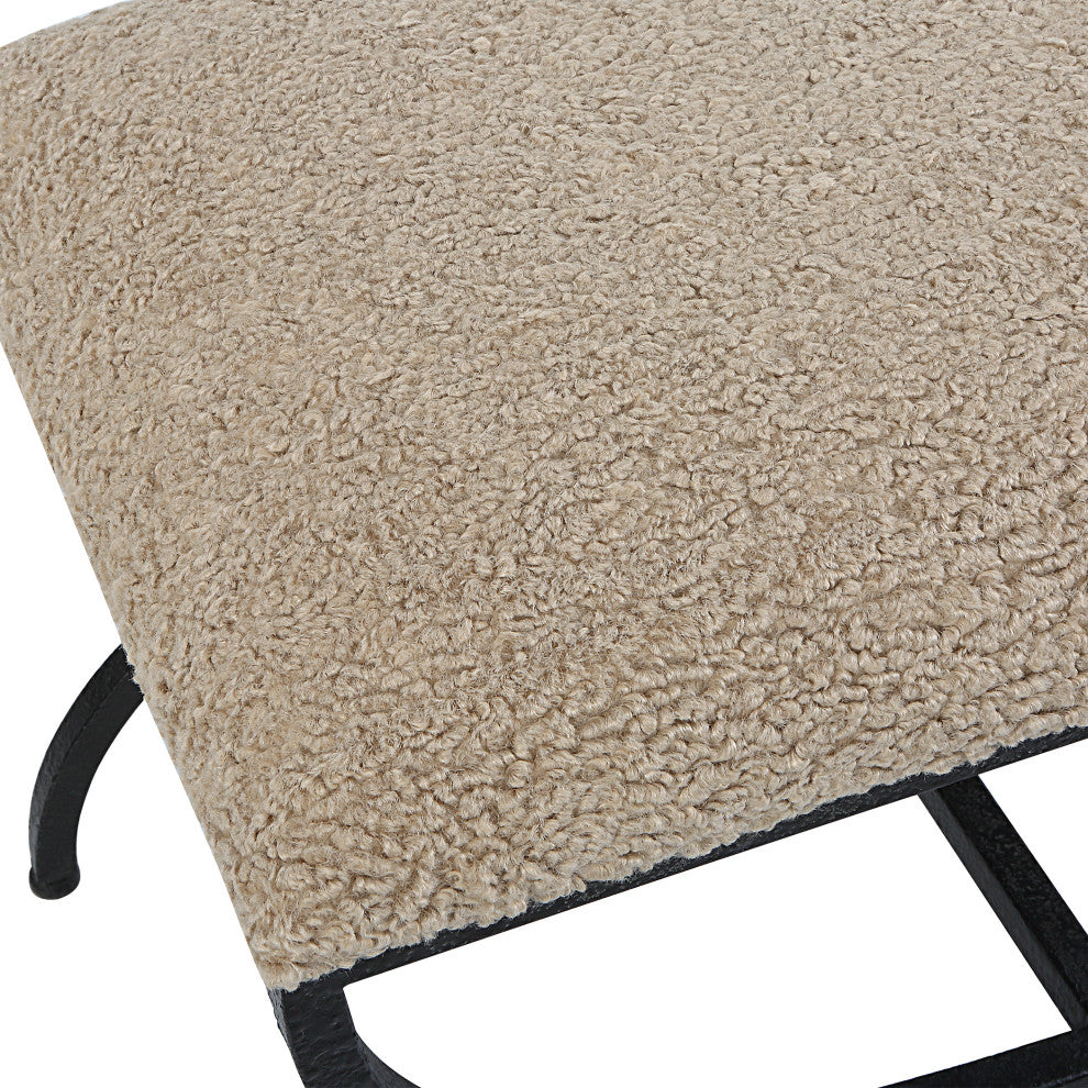 Uttermost Hacienda 24x20" Plush Latte Small Bench, Aged Black