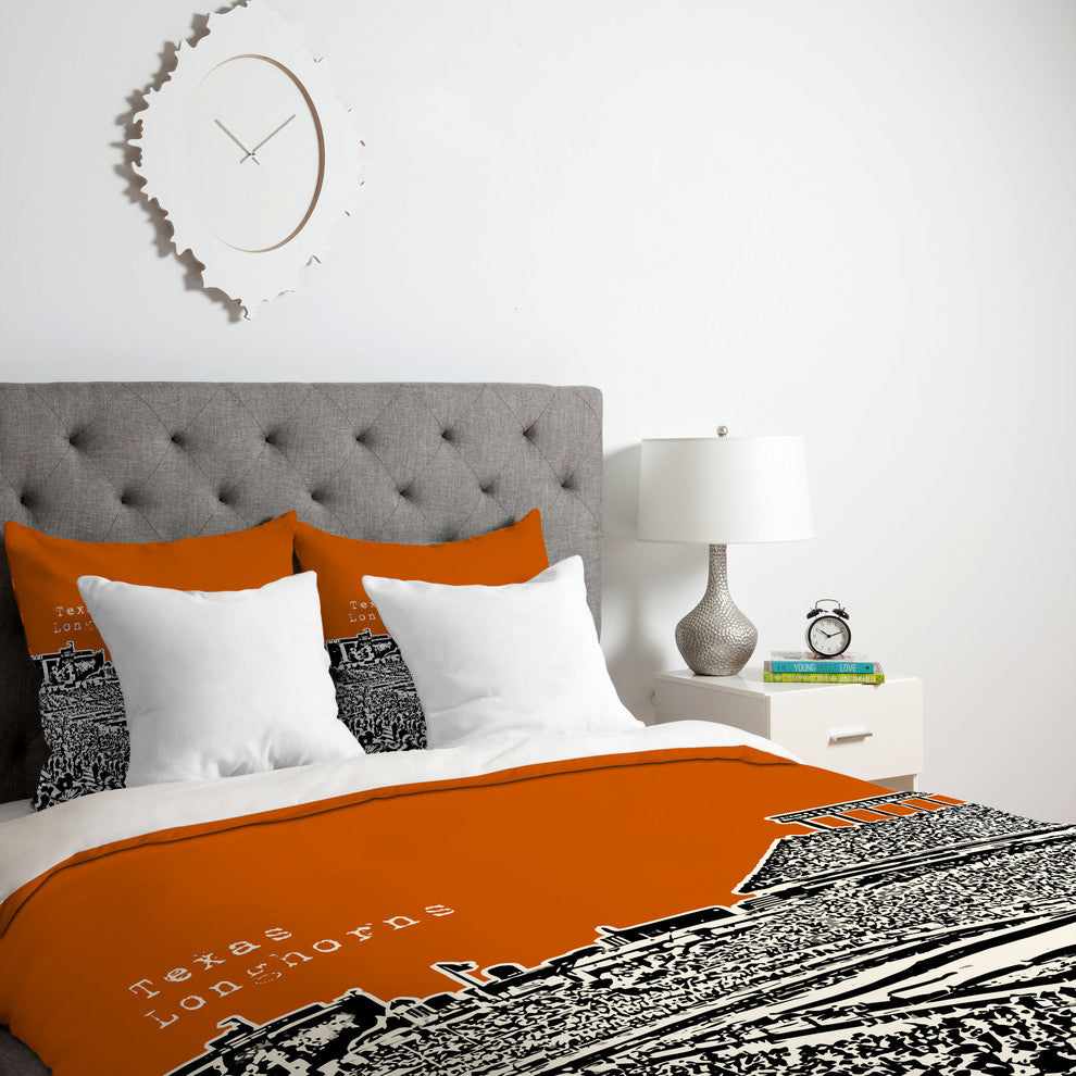 Deny Designs Bird Ave Texas Longhorns Orange Duvet Cover - Lightweight