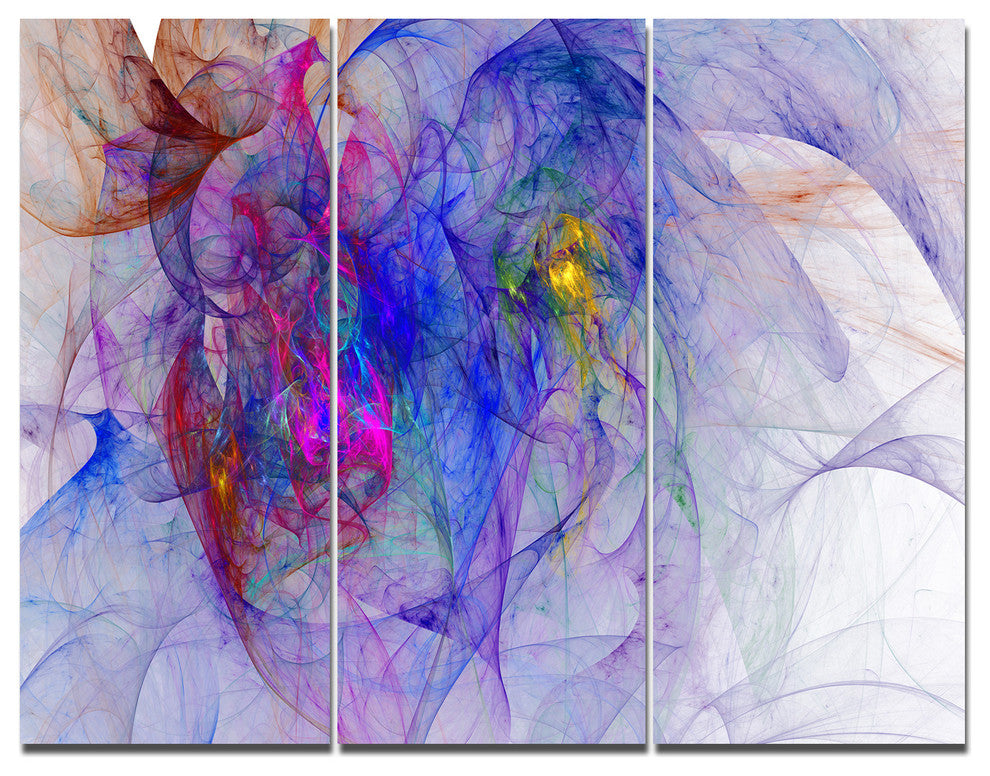 Blue Mystic Psychedelic Texture, Abstract Art on Canvas, 36x28, 3 Panels