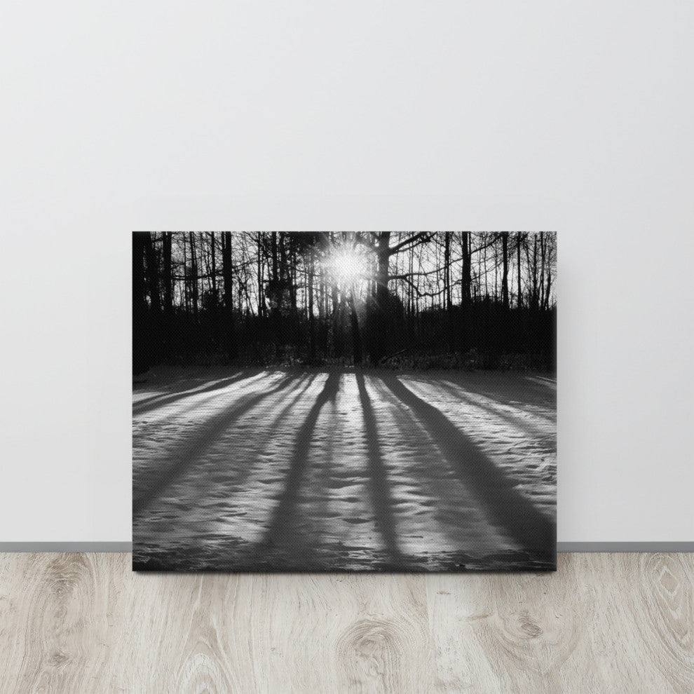 Primitive Wall Decor: Black & White Canvas Photo Print Winter Shadows, 16" X 20"