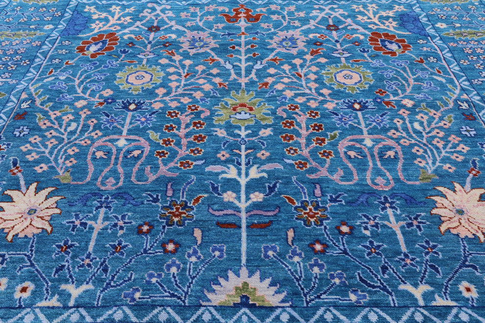 10' Square Turkish Oushak Hand-Knotted Wool Rug - Q13570