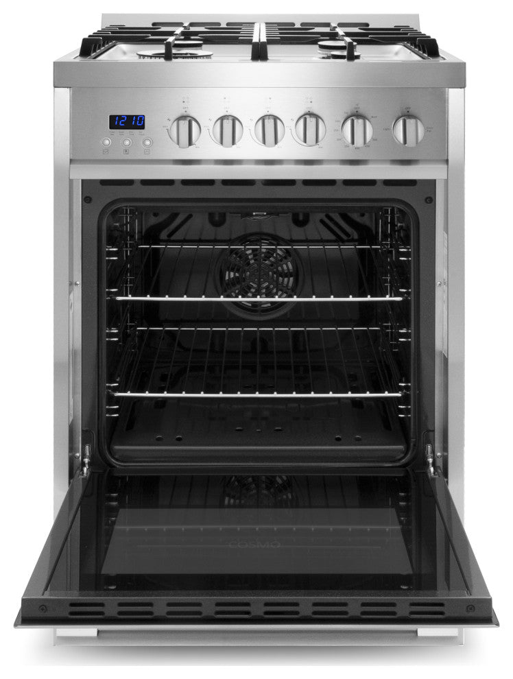 Cosmo 24" Slide-In Gas Range with 4 Burners and Rapid Convection Oven
