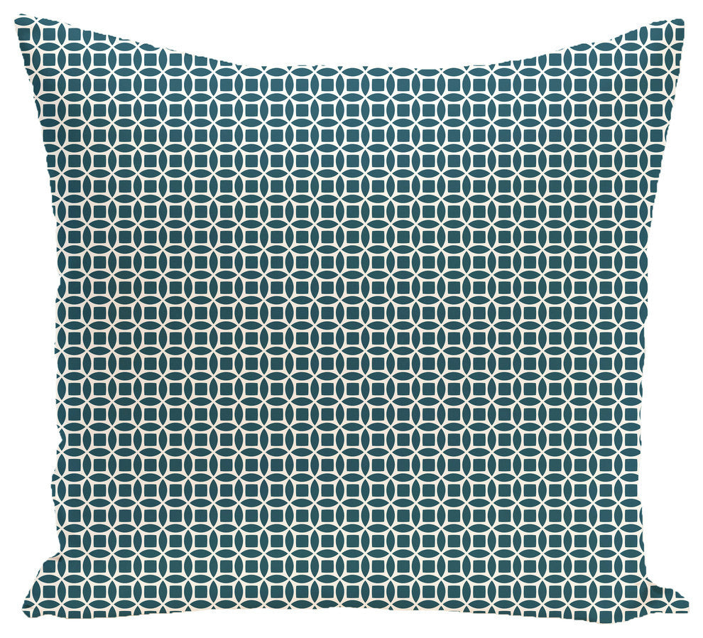 Retro Funk Geometric Print Pillow, Deep Sea, 16"x16"