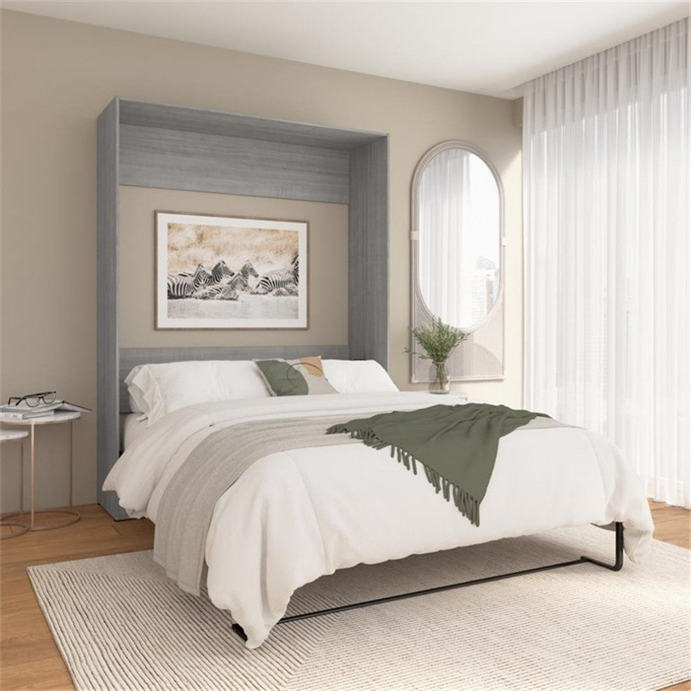 Bestar USA Claremont Engineered Wood Queen Murphy Bed in Gray