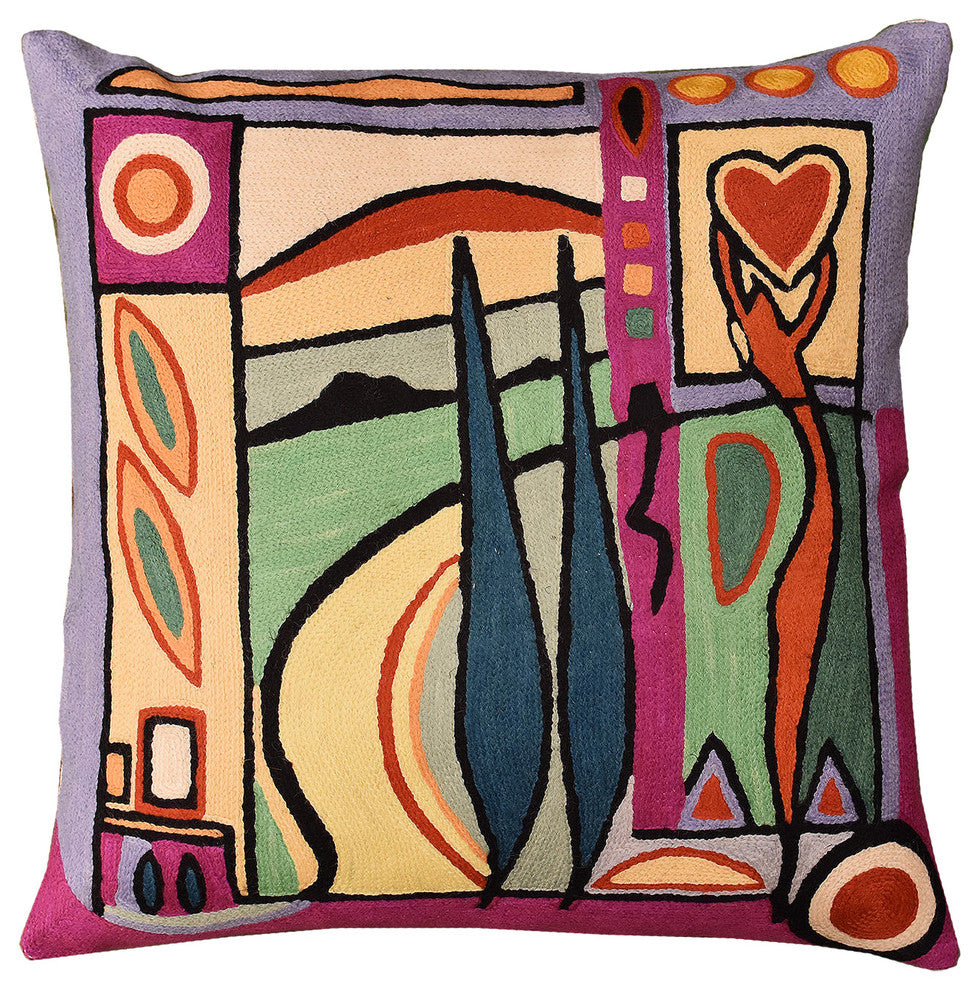 Fun in the Sun VII by Alfred Gockel Accent Pillow Cover Handmade Wool 18x18"