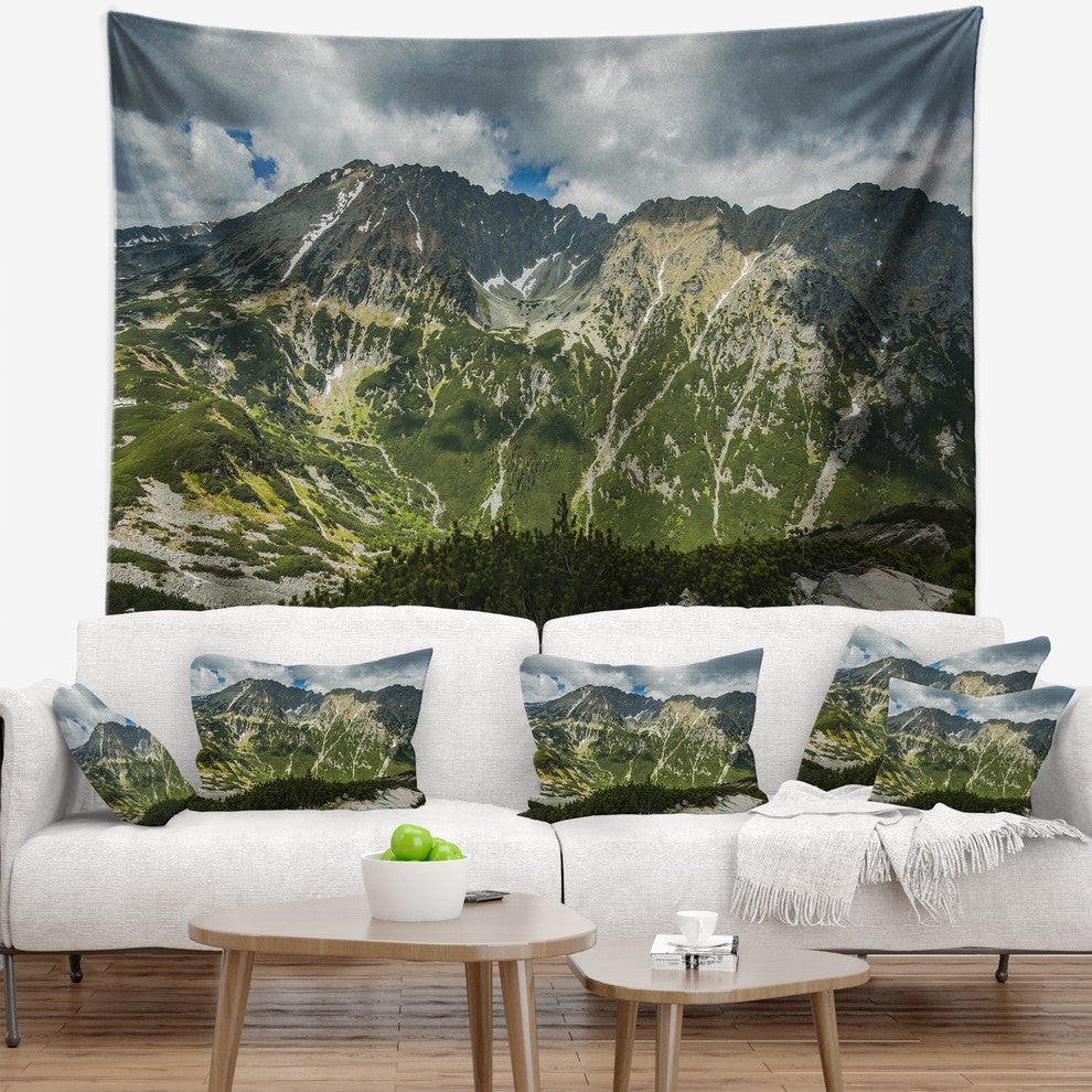 Panoramic Vista Over Mountains Landscape Wall Tapestry, 39"x32"
