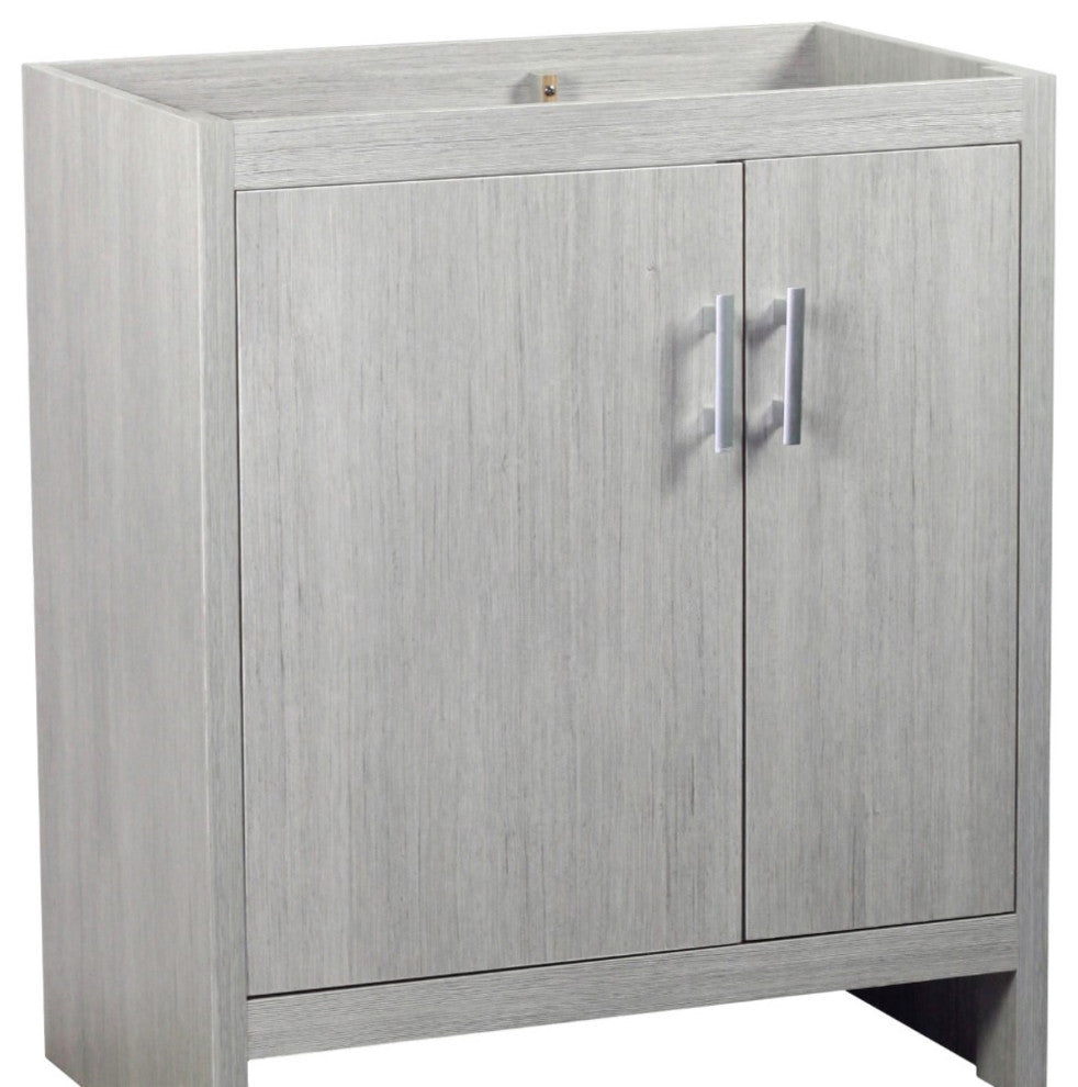 31" Single Vanity, Gray Pine Finish Top With Engineered Stone Top and Oval Sink
