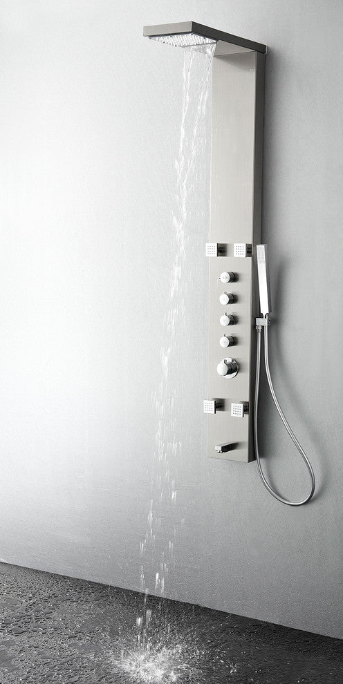 Fresca Verona Stainless Steel, Brushed Silver Thermostatic Shower Massage Panel