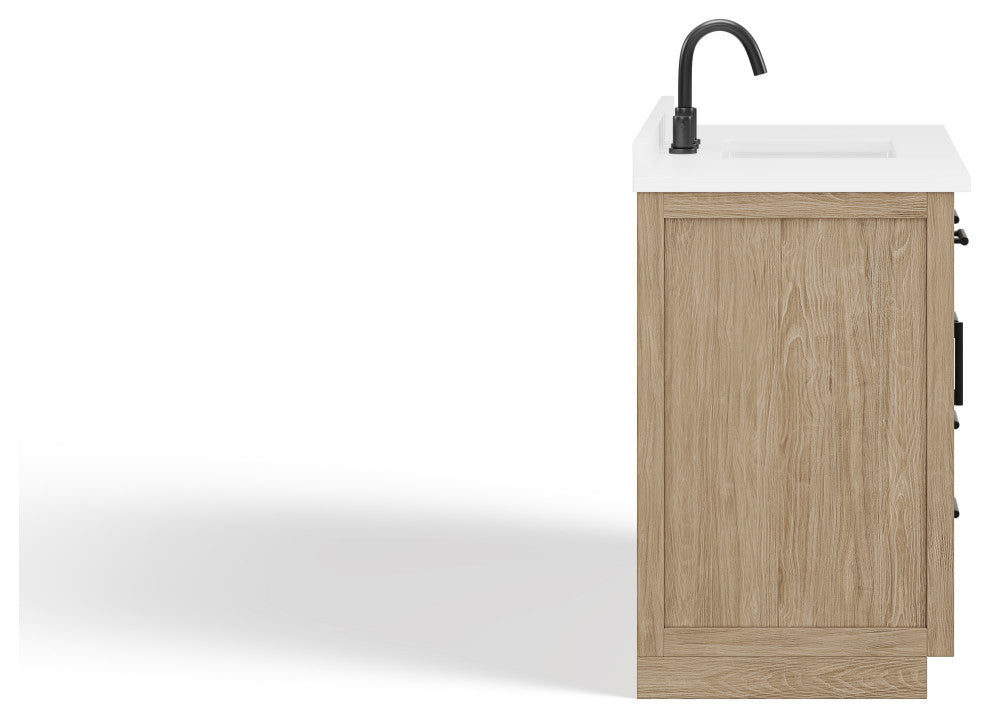 The Camille Bathroom Vanity, Driftwood Oak, 48", Single Sink, Freestanding