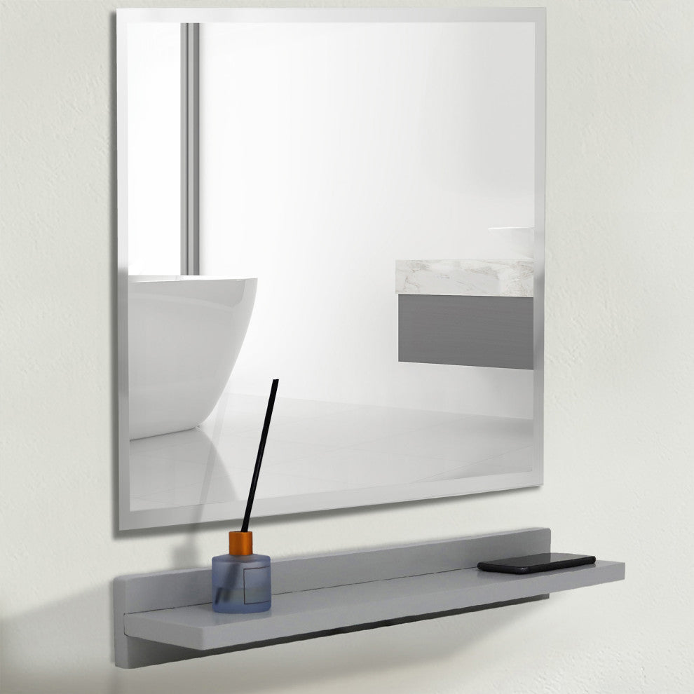 23.5" Light Gray Wireless Charging Shelf and Frameless Mirror Set
