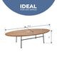 LeisureMod Rossmore Oval Coffee Table with Black Steel Frame, Walnut