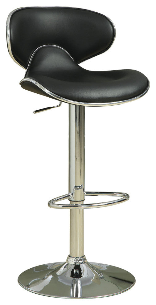 Set of 2 Adjustable Height Bar Stools, Black