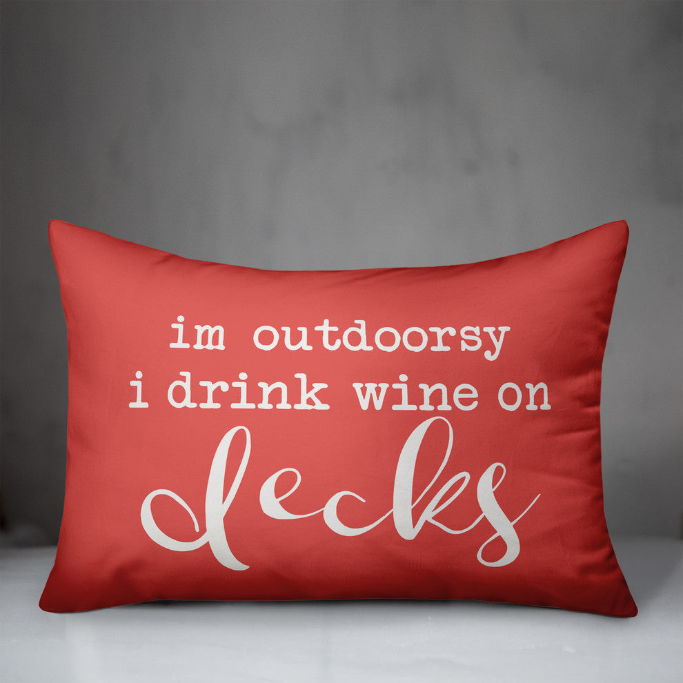 Drink Wine On Decks Outdoor Lumbar Pillow