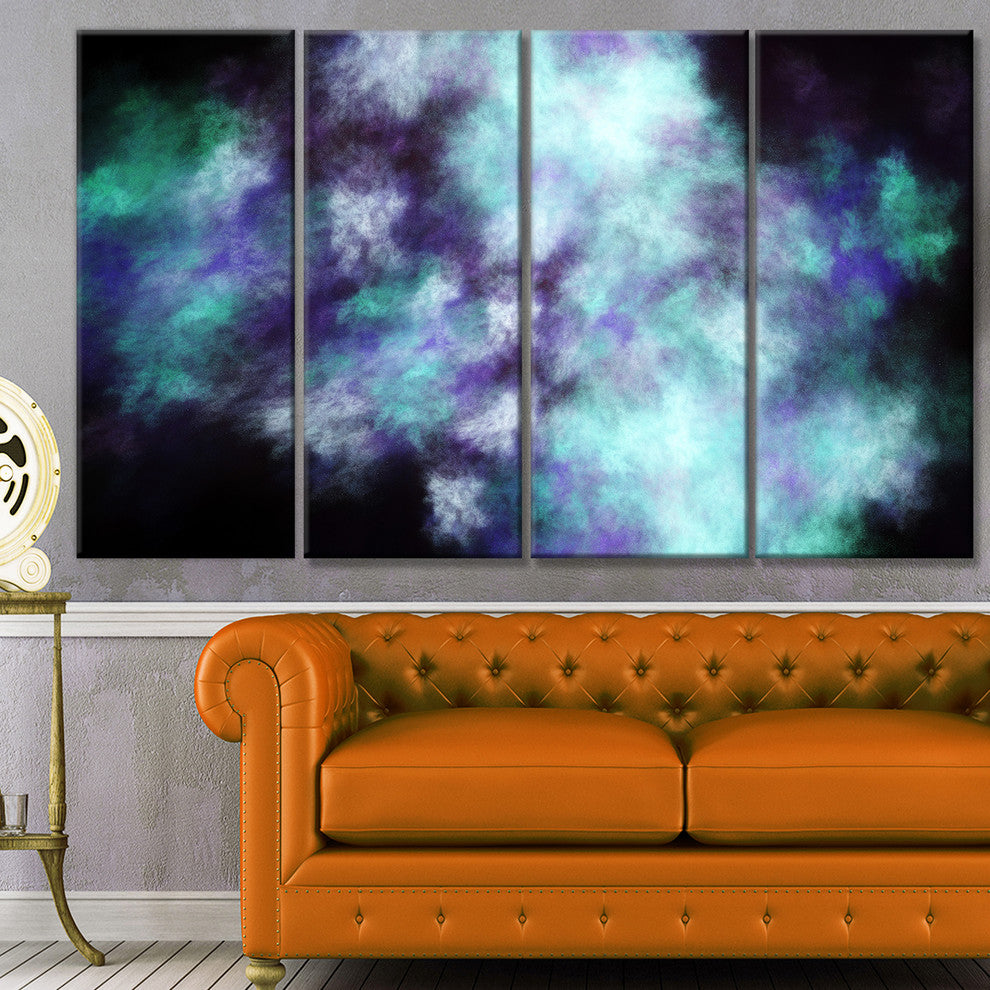Perfect Flowery Starry Sky, Abstract Canvas Art Print, 48"x28", 4 Panels