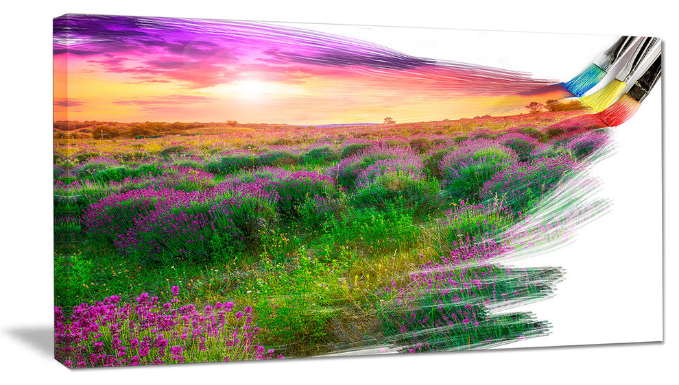 Brushes Painting the Nature, Landscape Canvas Art Print, 60"x28"