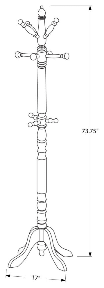 HomeRoots Cherry Solid Wood Finish Coat Rack With Triple Tiered Coat Stand
