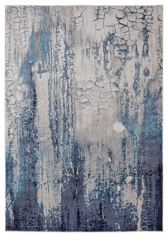 Weave & Wander Armada Contrasting Blue/Beige Rug, 6'7"x9'6"