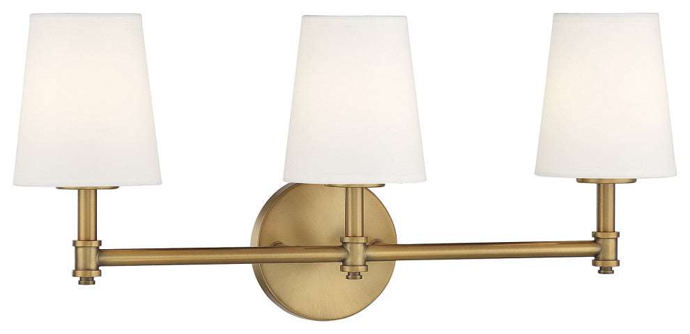 3-Light Bathroom Vanity Light, Natural Brass